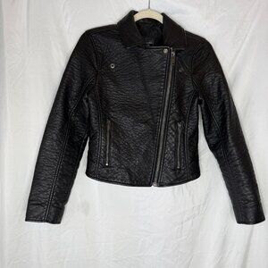 Abercrombie & Fitch Womens Vegan Leather Jacket Coat Size Small S Zipper Zip Up